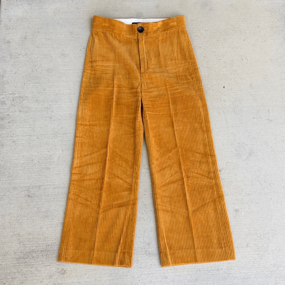 Zara Mustard Corduroy Cropped Pants